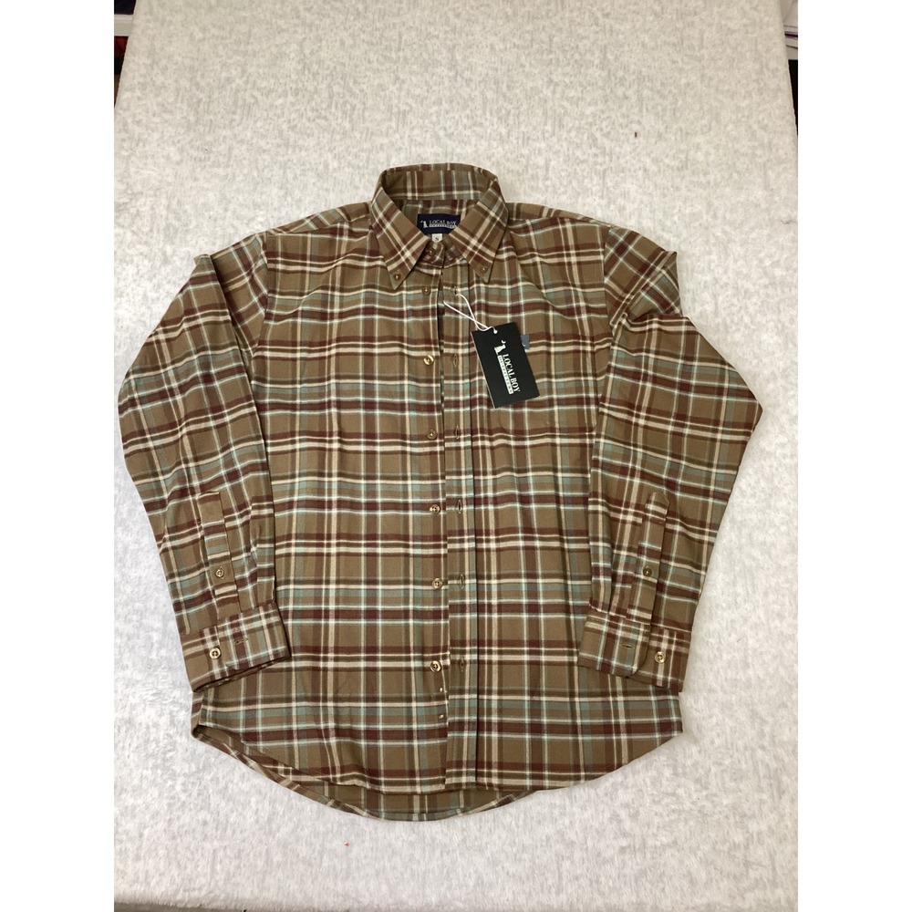 Local Boy Outfitters Zeigler Stretch Flannel Brown Plaid Shirt L150055 Mens S